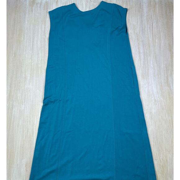 J Jill Wearever Collection Blue Turquoise Sleeveless V-Neck Midi Dress Large - Picture 5 of 12